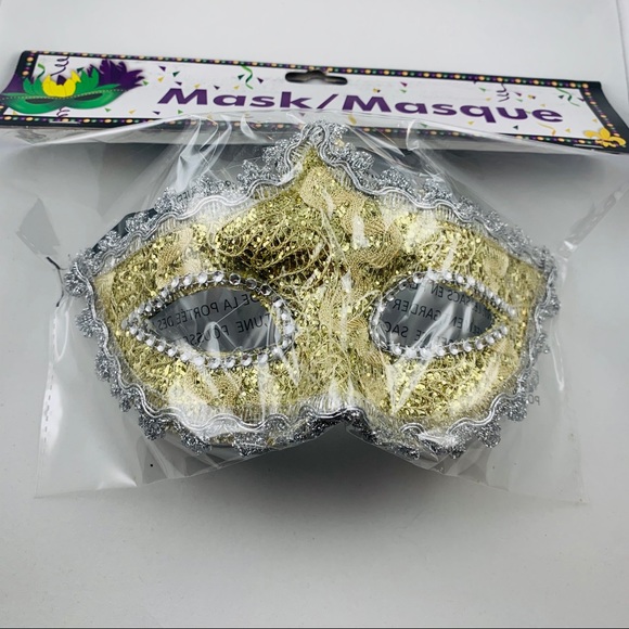 GOLD MARDI GRAS MASK NWT - Picture 2 of 4